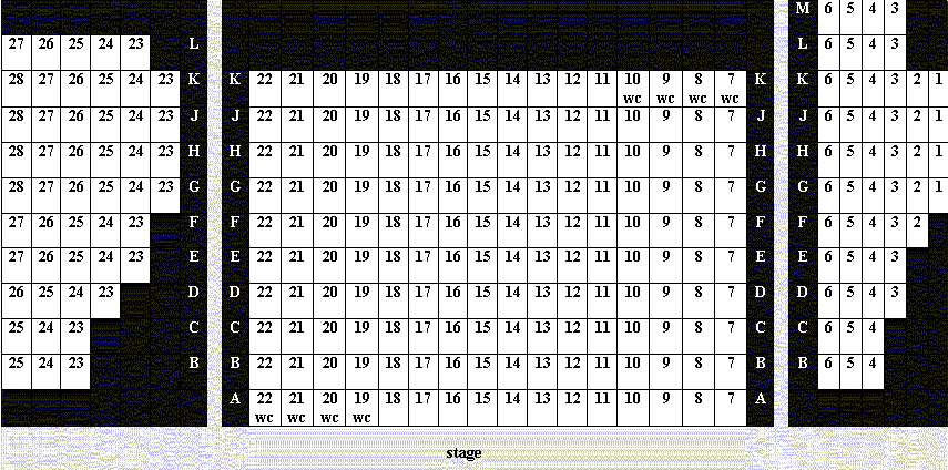 seating chart of Fairview Library Theatre